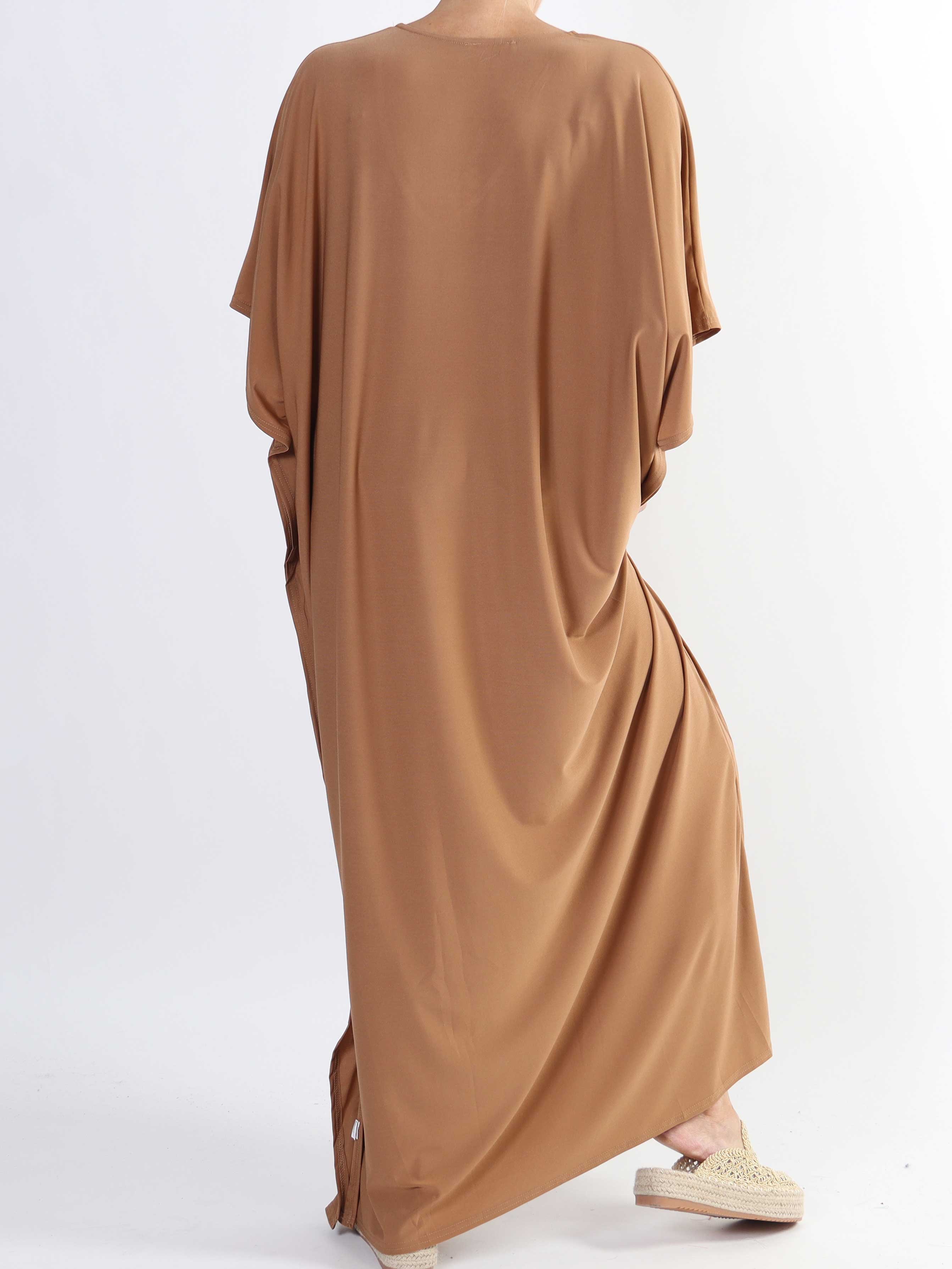 Azmina Plain Long - Ensfarvet elastisk plus size tunika